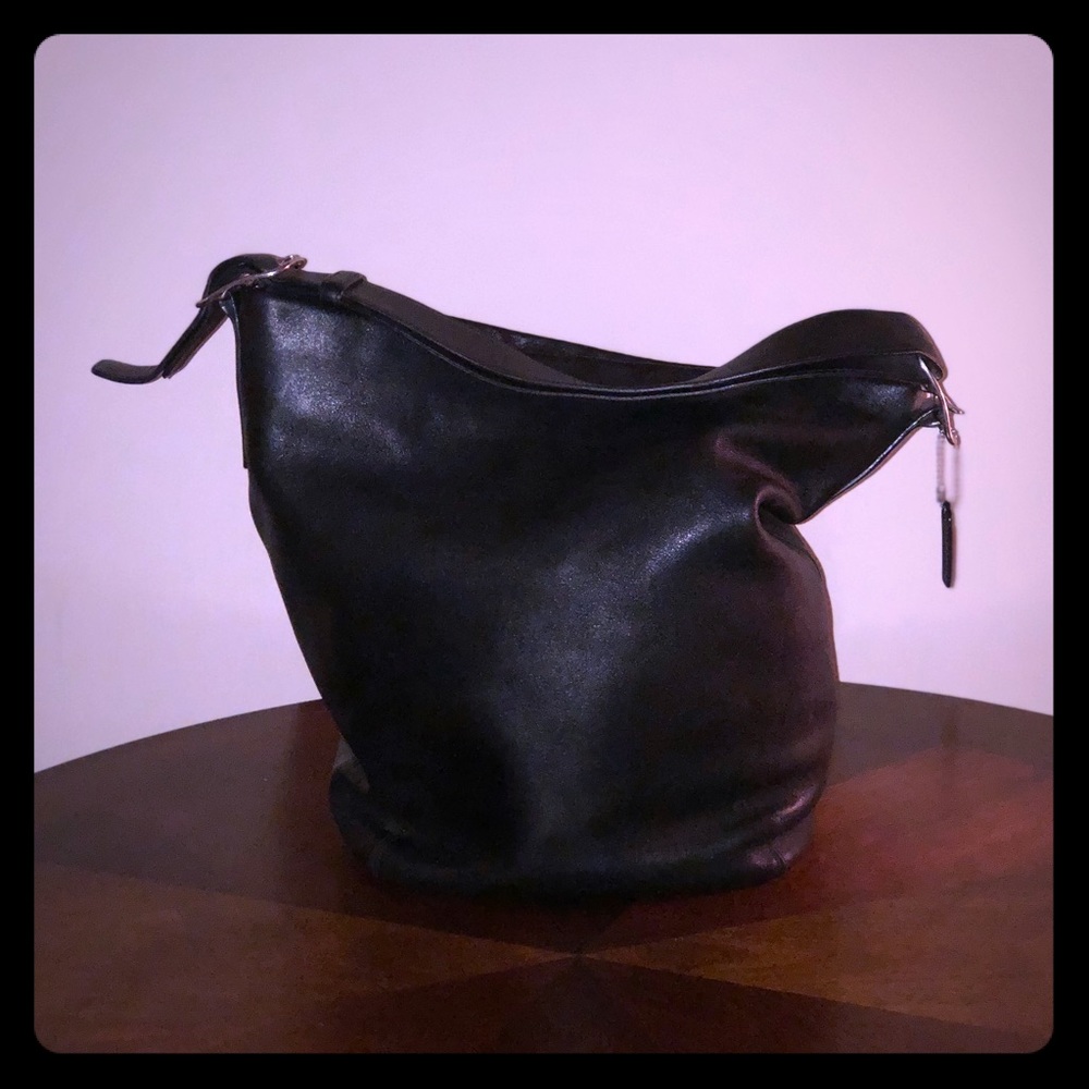 Coach Large Black Leather Hobo Bag-Vintage
